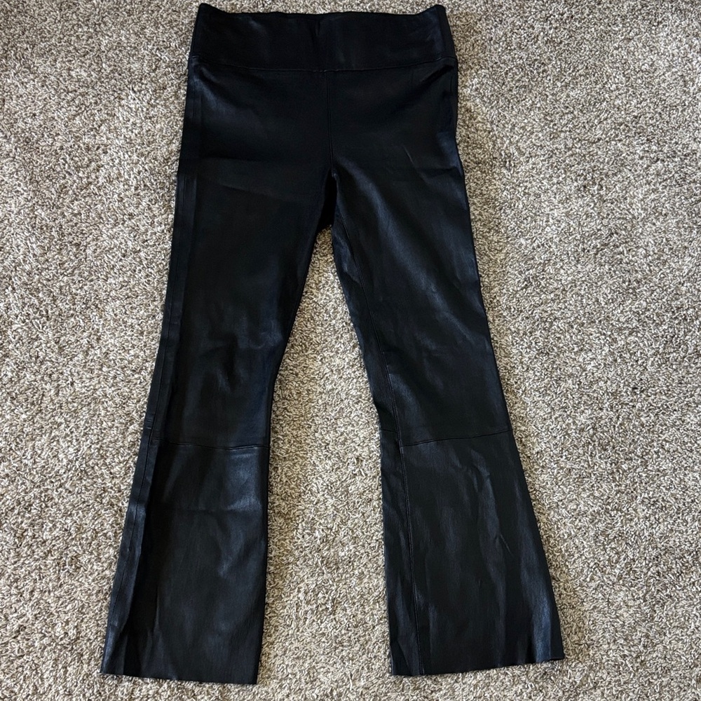 SPRWMN Luxury 100% Leather Crop Micro Flare Pants High Rise Size L - Picture 4 of 16